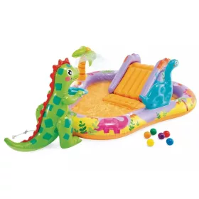    Loc de joaca gonflabil cu apa cu tobogan, fantana, Dinozauri INTEX 56139