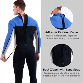    Costum de neopren pentru bărbați, cu fermoar la spate, de 3 mm, pentru îngrijirea întregului corp pentru FV