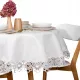 Față de masă OKRĄGŁY plamoodporny, alb, cu dantelă 150x150 cm