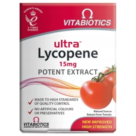   Vitabiotics Ultra Lycopene - 30 Tablete, Supliment pentru Vegetarieni, Fără Gluten