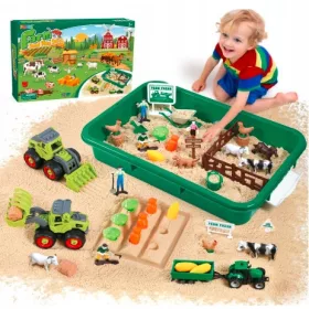    Mini cutie cu nisip cu capac distractiv animale fermier 3+ set de nisip