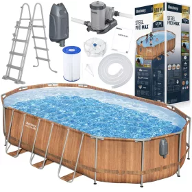   Bestway Frame Pool 610x366x122 Board 10in1 Pompă Scară + LED 56719