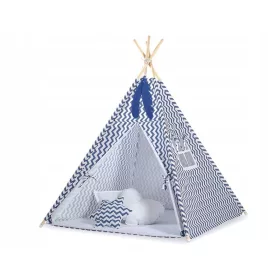    Cort Tipi pentru copii + pandantive cu pene - Chevron Bleumarin