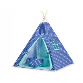    Cort tipi pentru copii + pandantive cu pene - Stele bleumarin