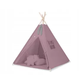    Cort TIPI pentru copii + saltea + perne + pandantive cu pene - retro roz