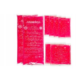   Set de 8 Comprese Gel Reutilizabile pentru Terapie Caldă/Frig, 3 Dimensiuni, Roz cu Stele Magice