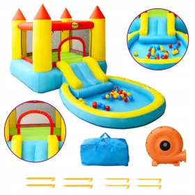    Trambulina gonflabila Happy Hop cu tobogan, 200x365x190 cm, PVC