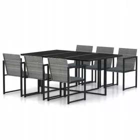   Set de Mobilier pentru Grădină 7 Piese cu Perne, Rattan PE, Gri