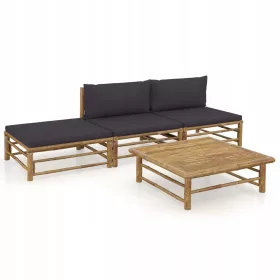   Set Mobilier de Grădină din Bambus cu Pernițe Cenușii - Comoditate și Stil