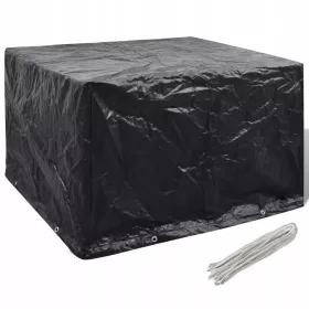   Husă de Protecție pentru Mobilier de Grădină, Negru, 135x135x90 cm, 8 Orificii