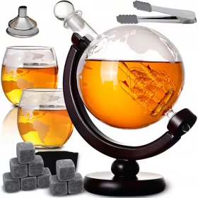   Set de Whisky Globus cu Carafă și Pahare - Cadou Ideal pentru Bărbați