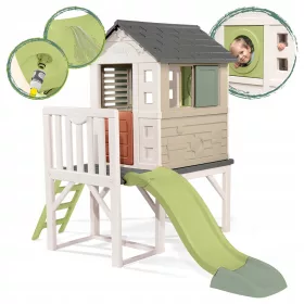    CASA DE GRADINA SMOBY LIFE PE PILOTE PENTRU COPII CU TOBOSA SI VERANDA 2+