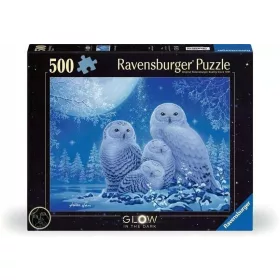   Puzzle Ravensburger 2D care strălucește în întuneric: Bufnițe, 500 de piese