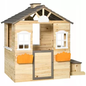    Casuta de joaca din lemn Outsunny pentru copii 3-7 ani, 113x94x134.5cm
