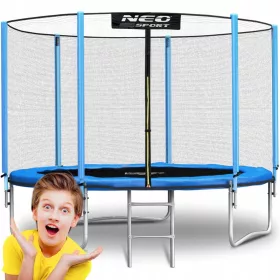    Trambulina de gradina de 6 ft/183 cm cu plasa de exterior si scara Neo-Sport
