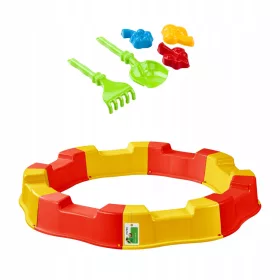  Cutie cu nisip pliabila GALBEN-ROSU + Set accesorii