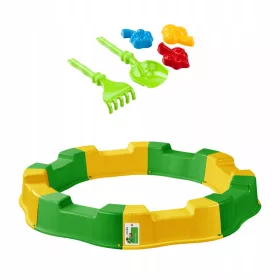  Cutie cu nisip pliabila GALBEN-VERDE + Set accesorii