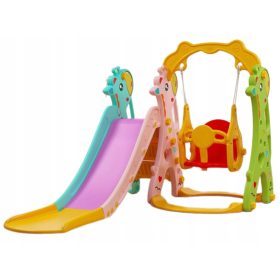    Tobogan din plastic Girafa, cu leagăn și coș, 150 x 135 x 120 cm