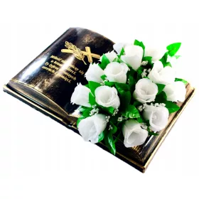 Carte Decorativă cu Aranjament Floral din Trandafiri Albi