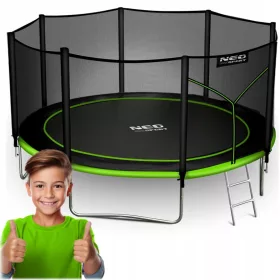    Trambulina de gradina 13ft/404cm cu plasa de exterior si scara Neo-Sport