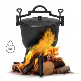    Oală în picioare din fontă Oală de vânătoare Grătar pentru foc de tabără 10L