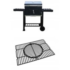    GRĂTAR PREMIUM DE GRĂDINĂ CU RAFTURI, CAPAC, GRĂTAR FONTĂ, ROȚI 1010