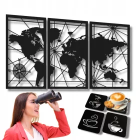   Tablou Decorativ 3D Ajouré cu Set Gratuit de Suporturi pentru Cești - Design Modern și Eleganță Minimalistă