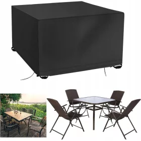   Husă de Protecție Impermeabilă pentru Mobilier de Grădină, 125x125x74 cm, Negru