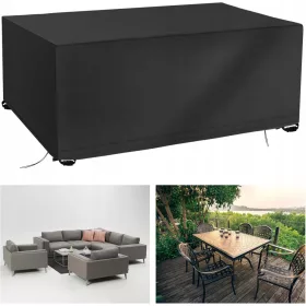   Husă de Protecție pentru Mobilier de Grădină, Impermeabilă, UV și Rezistentă la Rupturi, 180x120x74cm, Neagră