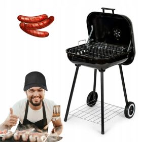  Gratar de gradina cu capac portabil pe roti