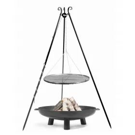    TREPIED GRĂTAR DE GRADINA OTEL NEGRU 80CM + FOGAR DE GRADINA BALI 80CM