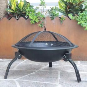    Semineu decorativ GRILL 2 gratare cu capac pentru terasa portabila
