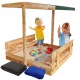  Cutie cu Nisip cu Acoperis Banci Din Lemn Inchis 120x120 Fara Impregnare