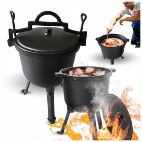    Cazan turistic portabil din fonta cu o capacitate de 8 L Perfect pentru camping
