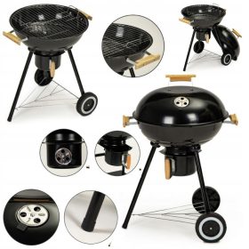    Grătar rotund cu capac Tigaie cu cenuşă cu cărbune de grădină Roţi pentru raft portabil