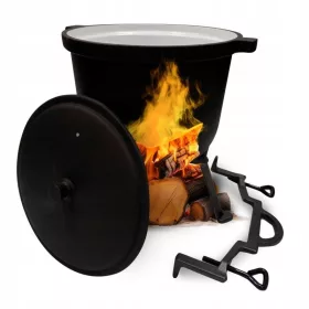    VASO DE FONTĂ SMALȚATĂ 8L PENTRU PLACINTĂ PRĂJITĂ PETRECERE LA FOCUL DE TĂBĂRĂ