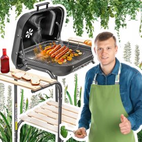    Gratar de gradina cu capac si masa laterala pentru gradina pe teren, portabil