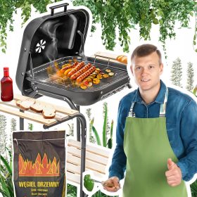    Gratar de gradina cu capac si masuta laterala pentru teren de gradina + 2kg carbune