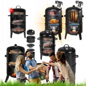    GRÂR DE Grădină 3 ÎN-1 SĂMINU Afumător Afumător Pliabil TERMOMERU DOUĂ TURNURI