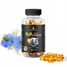   Supliment D3+K2 MK7 FORTE BetterMe cu Ulei de Chimen Negru - 100 Capsule pentru Oase Puternice și Circulație Sănătoasă