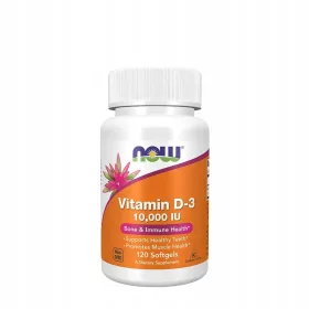   Supliment Vitamină D-3 10000 IU de la NOW FOODS, 120 Capsule Gelatinoase