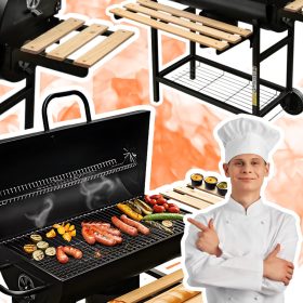    Gratar cu carbune Mese butoi otel gratar solid cu termometru si regulator