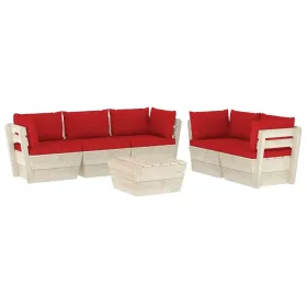  Set de Relaxare pentru Grădină din Paleți cu Pernuțe, din Lemn de Molid