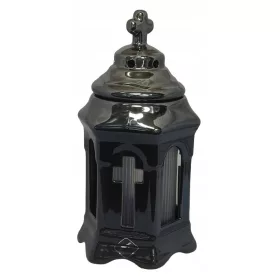   Lumânare Memorială Modernă din Porțelan Negru Metalic în Formă de Capelă