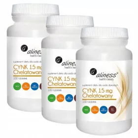   ALINESS Cynk Chelatowany 15 mg - Supliment pentru o viață sănătoasă, 100 tablete