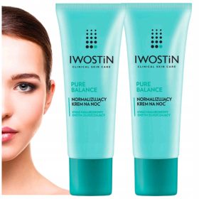  Iwostin Pure Balance Set - Crem Normalizator de Noapte, 2 x 100 ml