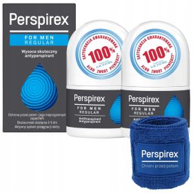   Pachet dublu Perspirex Men Regular 20 ml + bandă GRATIS - Protecție eficientă împotriva transpirației