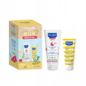   Lapte de corp pentru pielea sensibilă Mustela Sun Sensitive SPF 50+ și Cremă hidratantă cu avocado