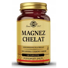   Supliment Magneziu Chelat Solgar, 100 Tablete - Reducere Oboseală și Stres