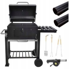  Gratar Mare De Gradina De Carbune Cu Capac + Suflanta